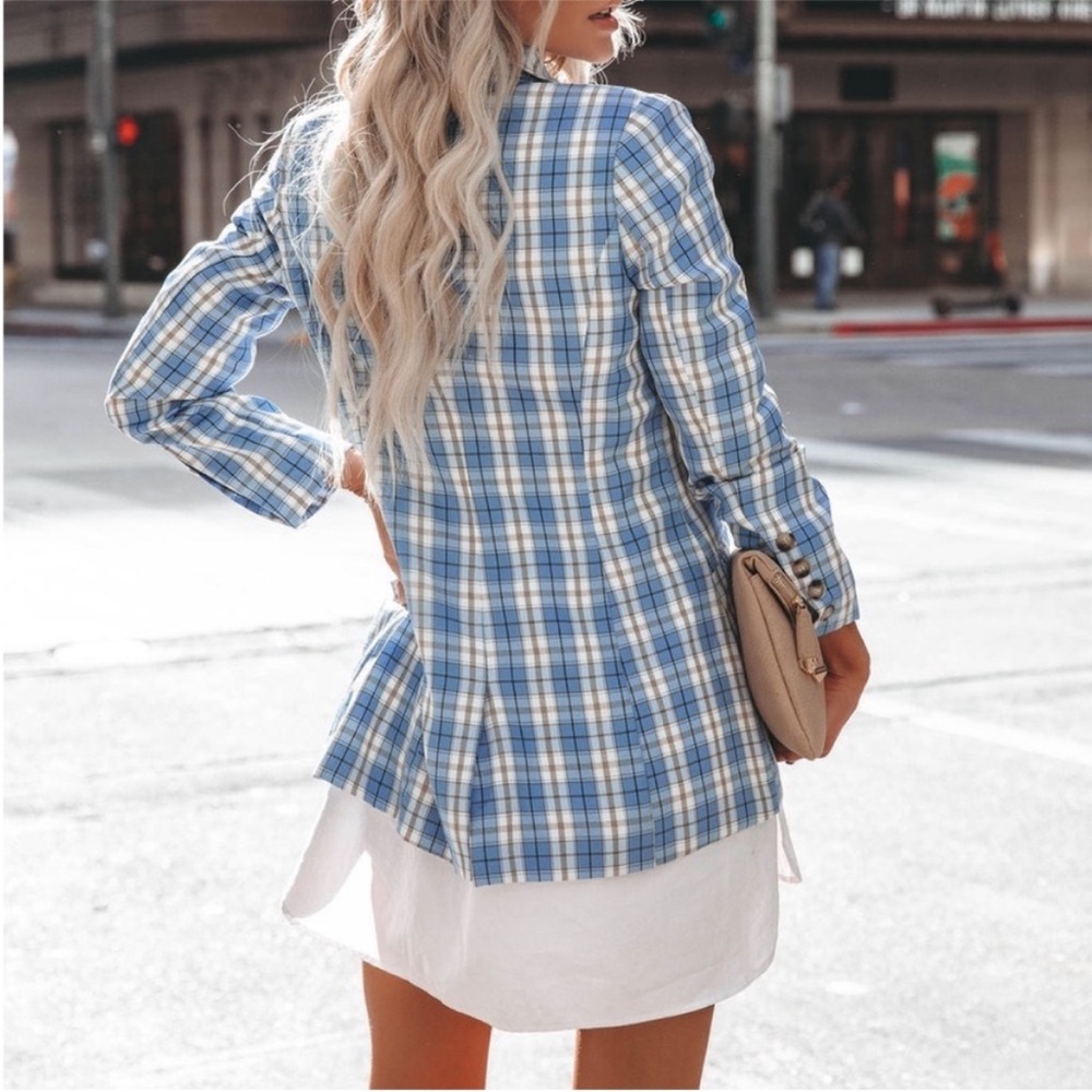 Vici Blue Plaid Blazer - image 3